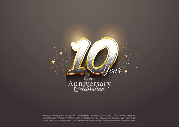 10O Aniversário Com Conceito Idêntico Marrom Design Premium Vetorial — Vetor de Stock