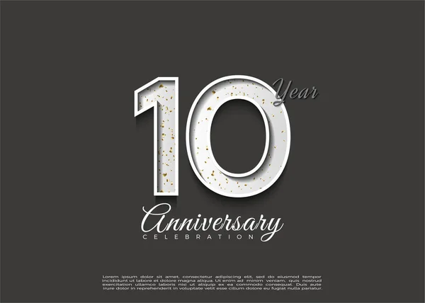 10º Aniversario Concepto Blanco Negro Vector Diseño Premium — Vector de stock