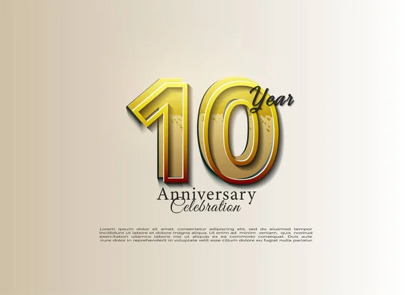 10O Aniversário Com Números Simples Únicos Design Premium Vetorial — Vetor de Stock