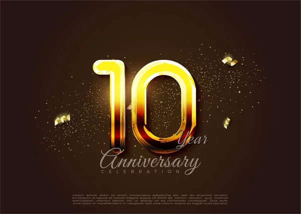 10º Aniversario Con Números Brillantes Elegantes Vector Diseño Premium — Vector de stock