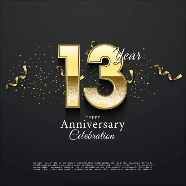 13E Anniversaire Avec Chiffre Délicat Vecteur Premium Design — Image vectorielle