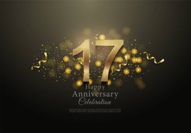 Zarif siyah konseptiyle 17. yıl dönümü. vektör premium tasarımı.