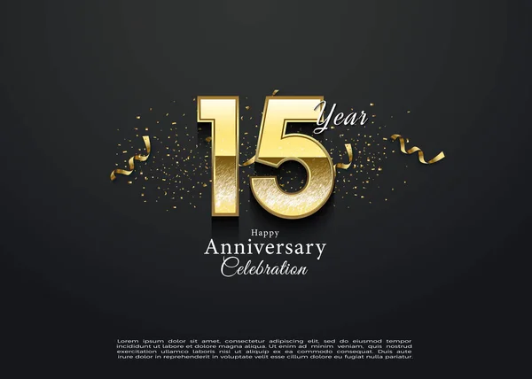 15º Aniversario Con Delicado Número Dorado Vector Diseño Premium — Archivo Imágenes Vectoriales