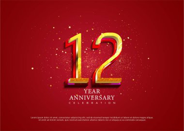 12. yıl dönümü, ince 3D rakamlar. vektör premium tasarımı.