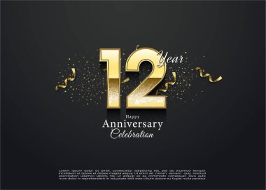 Hassas bir altın rakamla 12. yıl dönümü. vektör premium tasarımı.