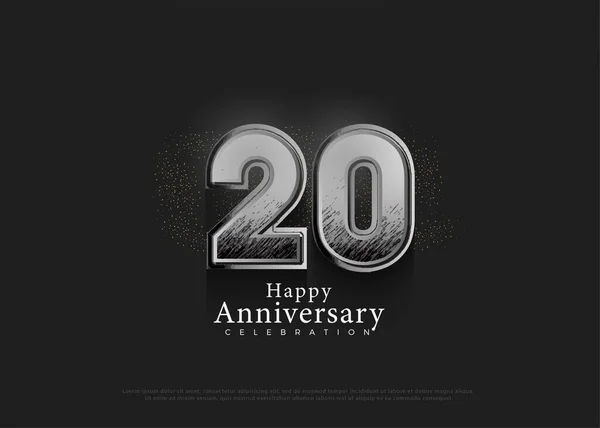 20º Aniversario Con Concepto Color Negro Simple Vector Diseño Premium — Vector de stock