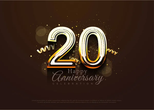 20周年纪念与华丽和优雅的庆祝数字 矢量溢价设计 — 图库矢量图片