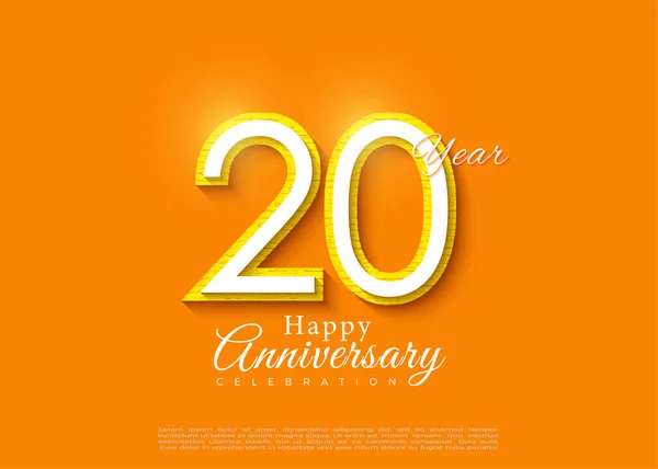 20º Aniversario Sobre Fondo Naranja Vector Diseño Premium — Vector de stock