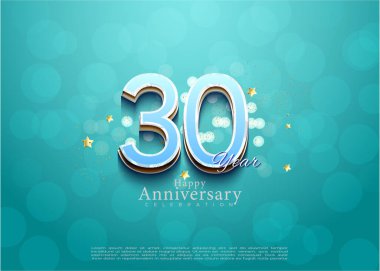 Şeffaf kabarcık arkaplanlı 30. yıldönümü. vektör premium tasarımı.