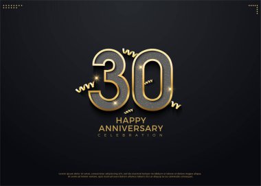 30th anniversary with beautiful celebration golden ribbon decoration. vector premium design. clipart