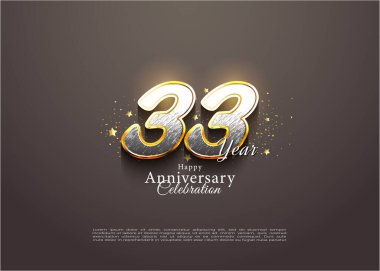 Kahverengiyle aynı olan 33. yıl dönümü. vektör premium tasarımı.
