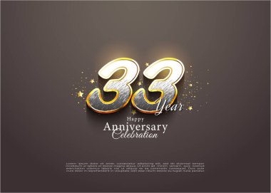 33rd anniversary with an identical concept in brown. vector premium design. clipart