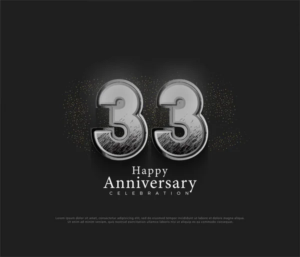 33Rd Anniversary Simple Black Color Concept Vector Premium Design — Stock Vector