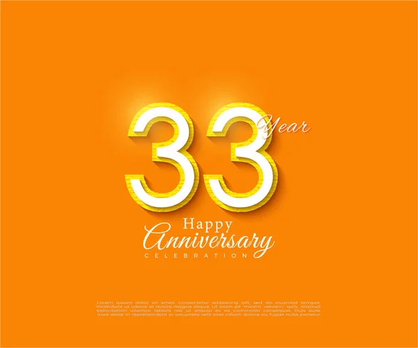 33Esimo Anniversario Sfondo Arancione Design Vettoriale Premium — Vettoriale Stock
