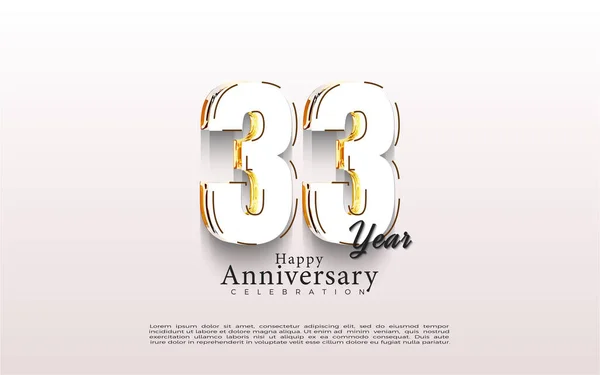 33Rd Anniversary Beautiful Outline Illustration Vector Premium Design — Stock Vector
