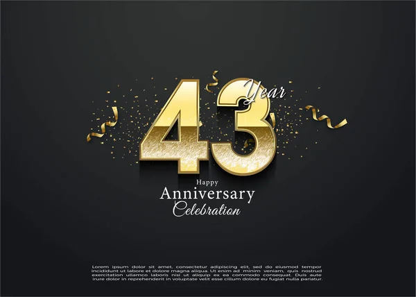 43Esimo Anniversario Con Delicato Numero Oro Design Vettoriale Premium — Vettoriale Stock