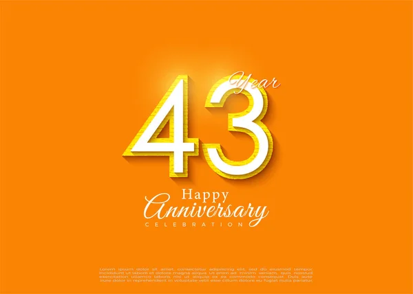 43Esimo Anniversario Sfondo Arancione Design Vettoriale Premium — Vettoriale Stock
