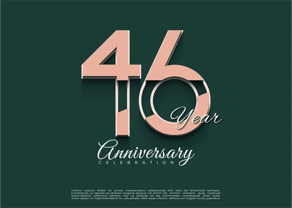 46º Aniversario Con Fondo Verde Limpio Liso Vector Diseño Premium — Vector de stock