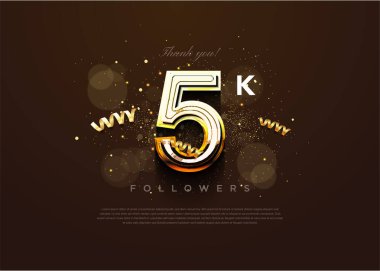 Klasik modern festival konseptiyle 5K takipçilerinin kutlaması. tasarım premium vektörü.