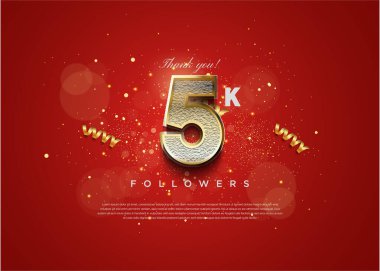 5k takipçileri, lüks bir konsept oluşturan sayılar ve süslemelerle kutlama yapıyorlar. tasarım premium vektörü.