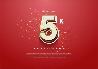 5k takipçileri bayram ve alevli bayrak konseptiyle kutlama yapıyorlar. tasarım premium vektörü.