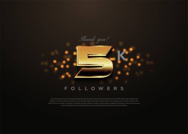 5k takipçileri arka planda ışık noktalarıyla kutlama yapıyorlar. tasarım premium vektörü.