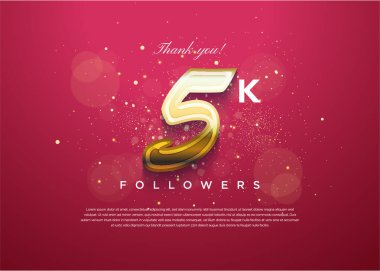 5k takipçileri bir sürü altın parıltısıyla kutlama yapıyorlar. tasarım premium vektörü.