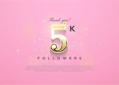 5k takipçileri güzel bir geçmişle kutlama yapıyorlar. tasarım premium vektörü.