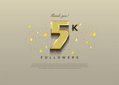 Şık klasik numaralarla 5K takipçilerinin kutlaması. tasarım premium vektörü.