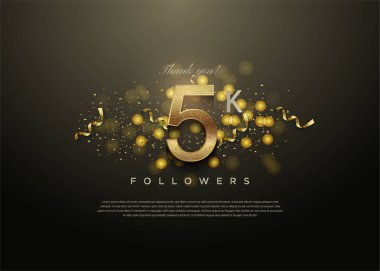 5k takipçileri, şenlikli ve güzel bir konseptle kutlama yapıyorlar. tasarım premium vektörü.