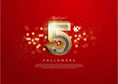 5k takipçisi, rakamlarla kutlama yapıyor. tasarım premium vektörü.