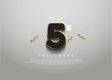 5k takipçileri bunu pürüzsüz bir renkle kutluyor. tasarım premium vektörü.