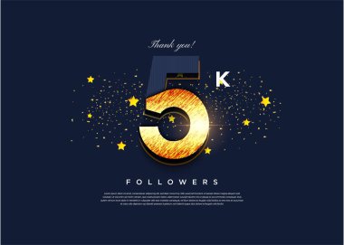 5K takipçilerinin birleşik sayıları süslü görünüyor. tasarım premium vektörü.
