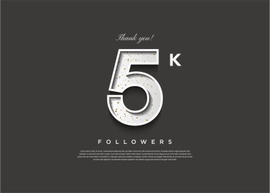 5k takipçileri siyah-beyaz kutluyor. tasarım premium vektörü.