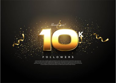 10 bin takipçinin büyük ve parlak sayılarla kutlanması. tasarım premium vektörü.