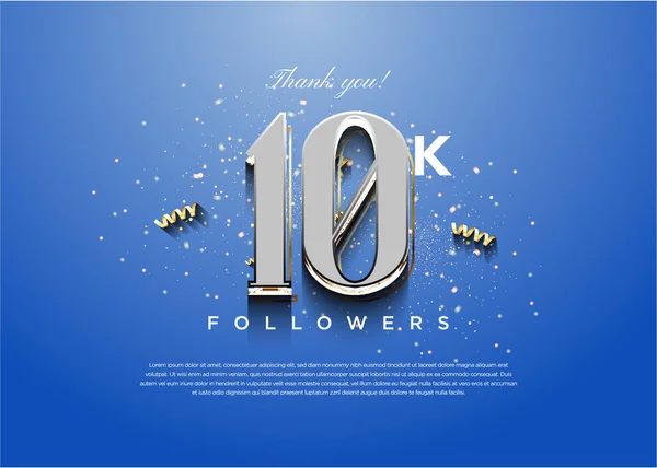10K Followers Celebration Classic Silver Numbers Design Premium Vector — Stock Vector