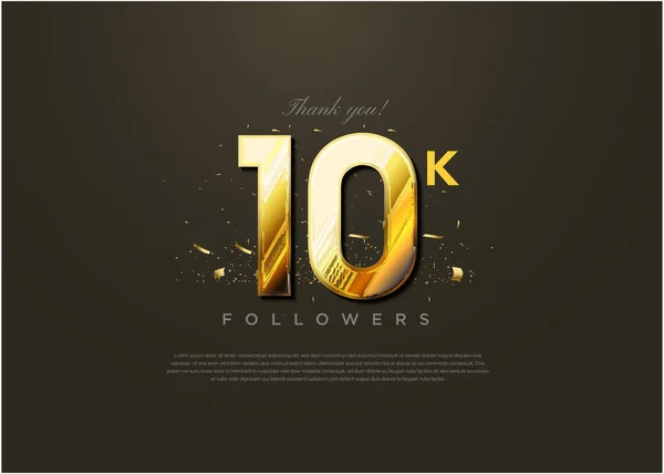 10K Followers Celebration Celebration Gold Foil Decoration Design Premium Vector — Stock Vector