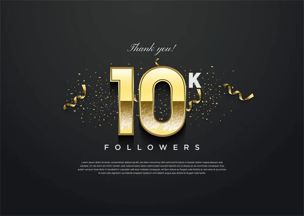 stock vector celebration 10k followers with gold number combine. design premium vector.