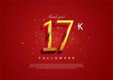 17k takipçisinin kutlaması ince 3D numara illüstrasyon.