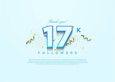 17 bin takipçi için altın parıltılı süs gerçekçi kurdele kutlaması.