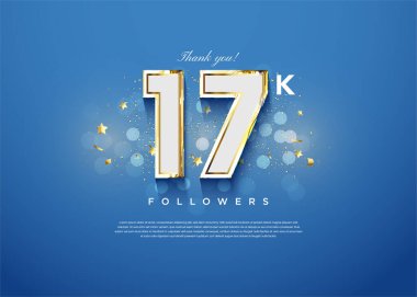 17 bin takipçi afişi ile güzel ve parlak mavi renk konsepti ve süsü.