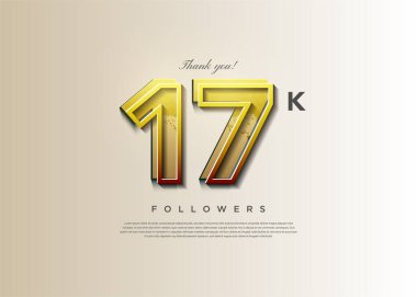 Sancak 17k takipçileri. 10 bin takipçi karanlık ve kalabalık bir konseptle kutluyor. tasarım premium vektörü.