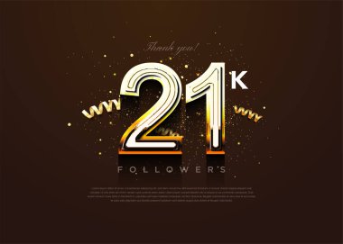 21 bin takipçiyi klasik modern festival konseptiyle kutluyoruz. tasarım premium vektörü.