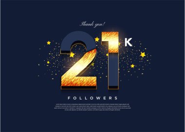 21k takipçisinin birleşik sayılar ile kutlaması çok havalı görünüyor. tasarım premium vektörü.