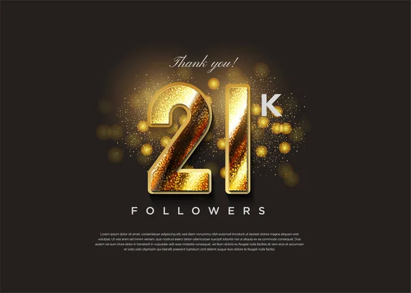 21K Followers Célébration Avec Des Paillettes Élégantes Des Bulles Vecteur — Image vectorielle