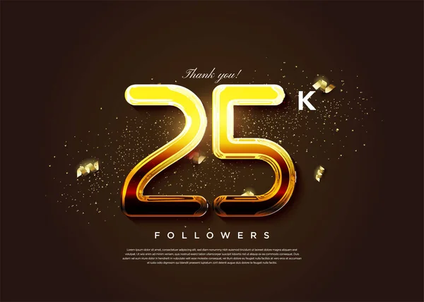 25K Followers Célébration Avec Des Nombres Brillants Des Décorations Très — Image vectorielle