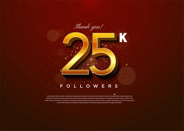 25K Followers Célébration Sur Fond Rouge Foncé Avec Léger Effet — Image vectorielle