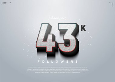 43 bin takipçi kutluyor. tasarım premium vektörü.