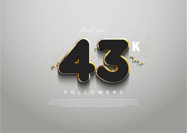 43 bin takipçi pürüzsüz bir boyayla kutlama yapıyor. tasarım premium vektörü.