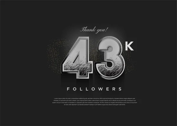 43K Послідовників Святкують Темною Переповненою Концепцією Дизайн Преміум Вектор — стоковий вектор